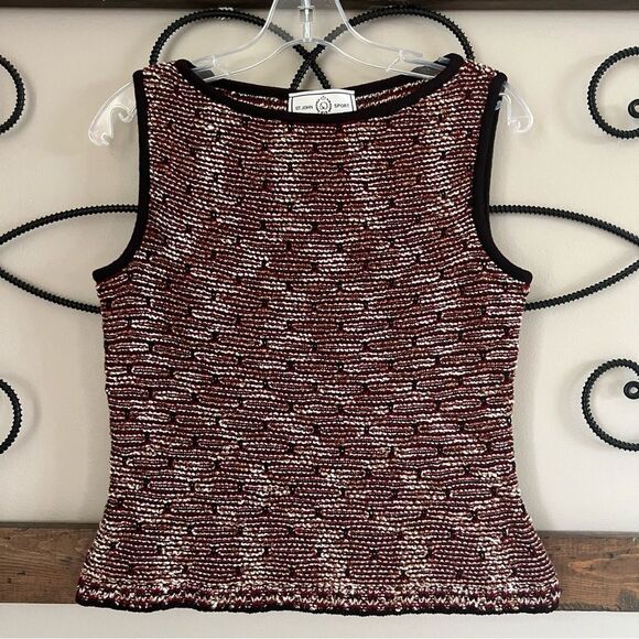 St John Sport Wool Blend Knit Multicolor Sleeveless Luxury Normcore Sweater SZ S - Picture 2 of 14